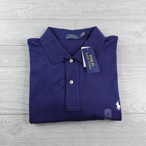 NEW Polo Ralph Lauren Collared Shirt Men's 2XB Solid Navy White Pony Logo NWT